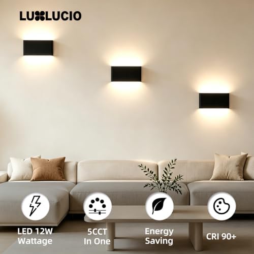 10" Hardwired Black Rectangular Indoor Up Down LED Wall Sconce - Image 2