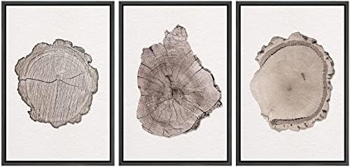 MUDECOR Framed Wall Art Print Set Brown Minimal Wood Ring Tree Closeup Nature by MUDECOR