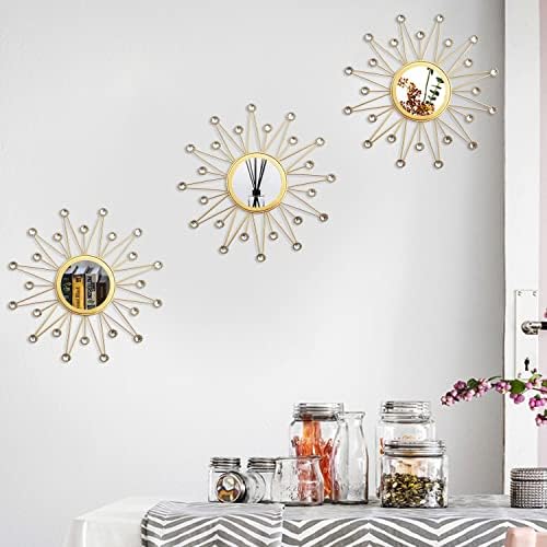 Uaussi 3 Pack Crystal Sunburst Wall Mirror Décor Rhinestone Mirrors Decorative - Image 2