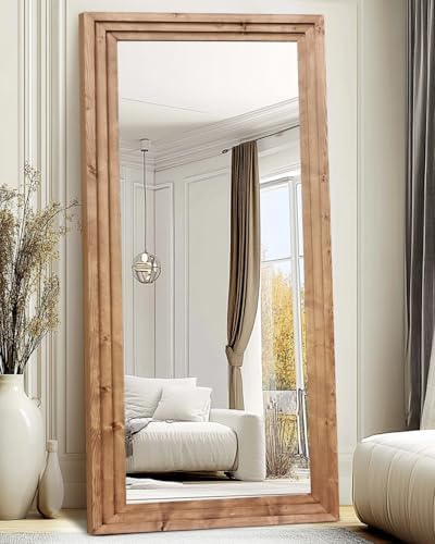 76x34in Full Length Mirror, 3-Tier Stepped Solid Wood Frame by ABSWHLM