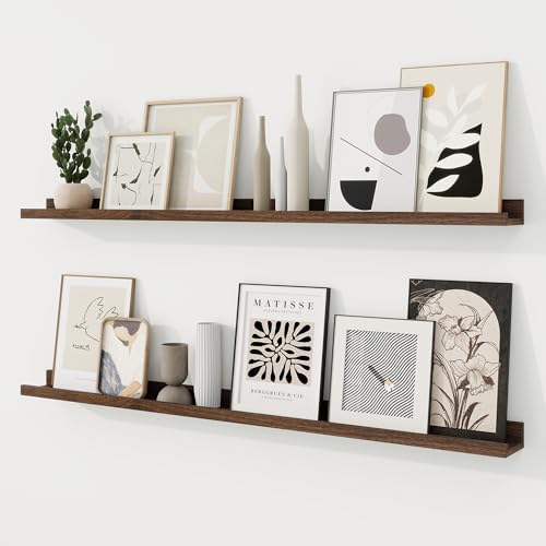 RICHFOCUS Picture Ledge Shelf, 48 inch Floating Shelves Set of 2, Wood Wall by RICHFOCUS