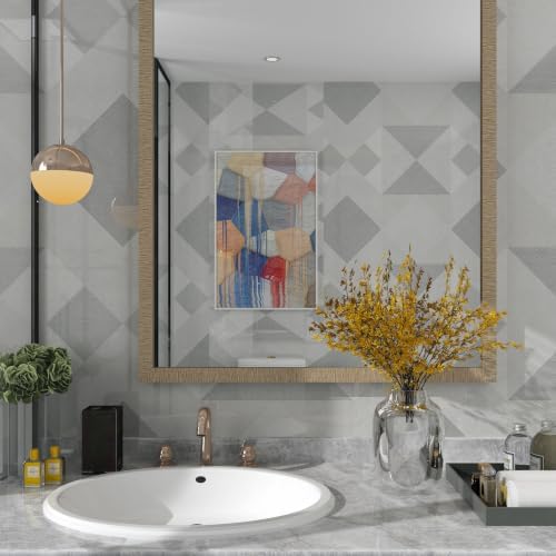 YENHOME Mirror Frame Border Textured Wallpaper Border Peel and Stick Grasscloth - Image 5