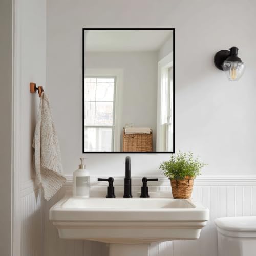 Sunniry Black Bathroom Mirror, 18x24 inch Vanity Mirror, Metal Matte Frame - Image 6