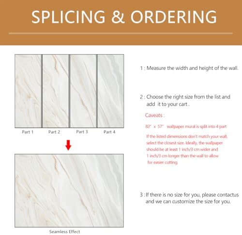 Brown and White Marble Wallpaper Mural Peel and Stick 82"x57" - Image 5
