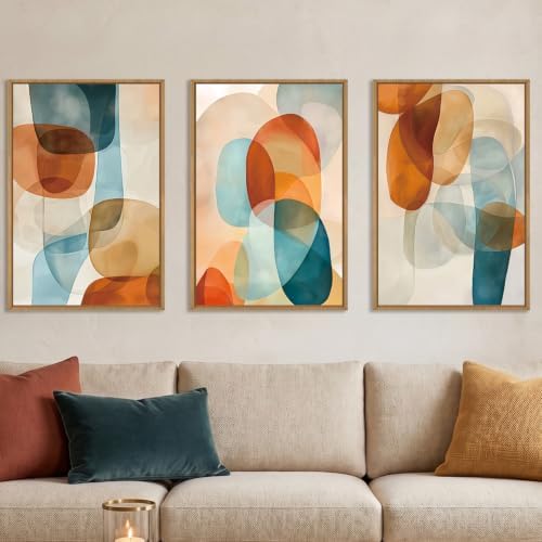 Aryroi Large Abstract Color Block Framed Canvas Wall Art- 16"x24"x3 by Aryroi