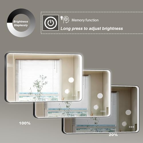 LED Mirror for Bathroom 48X28 Inch Black Framed - Image 6