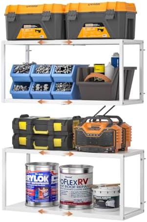 ThreeHio 2 Pack Expandable Garage Shelves Wall Mount, Heavy Duty Garage Wall by ThreeHio