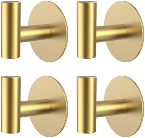 Gold Stainless Steel Wall Hooks, Heavy Duty Self-Adhesive Hooks by VINHOLD