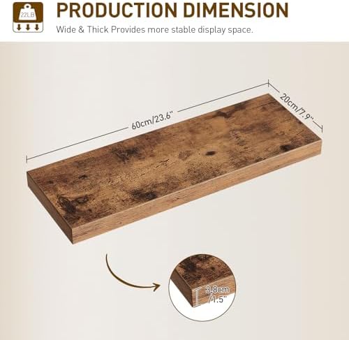 RALGEND Floating Shelves for Wall, 23.6" Wooden Wall Shelf Set of 4 - Image 3