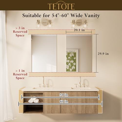 TETOTE Frameless Mirror 2 Packs 20" x 30" Bathroom Tempered Glass Mirrors - Image 2
