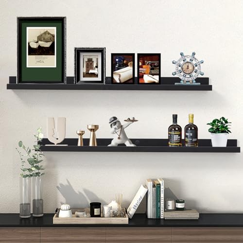 AZSKY 36 Inch Picture Ledge Shelves Set of 3, Rustic Wood Floating Shelves - Image 5
