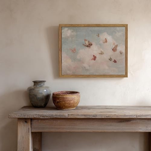 Framed Vintage Butterfly Canvas Wall Art, Dreamy Cloud Butterfly Poster Print - Image 6