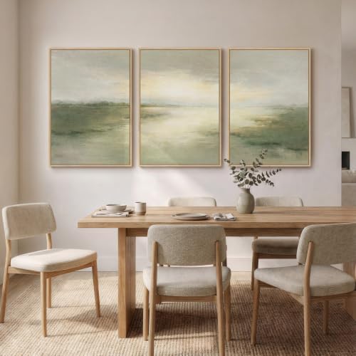 Large Framed Sage Green Abstract Landscape Wall Art - Image 4