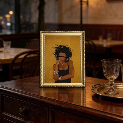 Gold Framed Black Woman Wall Art, Stylish Woman Portrait Print - Image 4