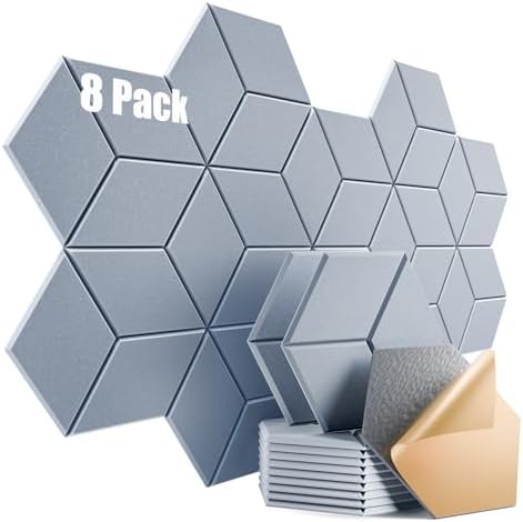 8 Pack Self-Adhesive Acoustic Panels 12" X 10" X 0.4" by Dailycooper