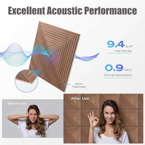Acoustic Wall Panels 24x24 Inch 12pack Decorative Peel and Stick Wall Tiles - Image 3