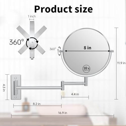 8" Wall Mounted Makeup Mirror - Image 2