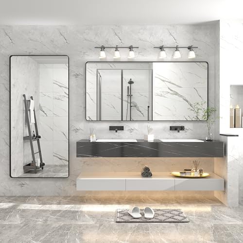 60x28 Black Framed Bathroom Mirror - Image 5