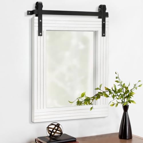 AAZZKANG White Wood Framed Mirror Rectangle Farmhouse Wall Mirror Decor by AAZZKANG