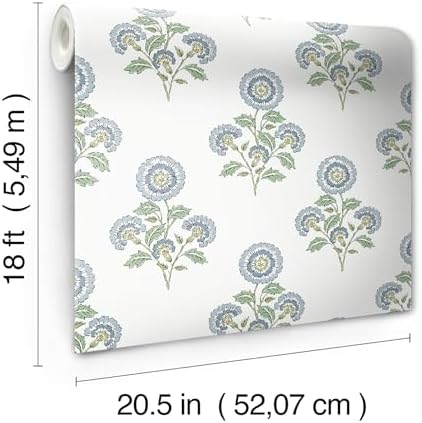 NuWallpaper Flourish Block Print Blue and Green Multi Peel and Stick Wallpaper - Image 6