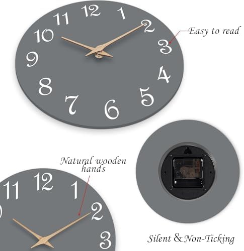 Mosewa Wall Clock Silent Non-Ticking Battery Operated Modern Simple 10" - Image 4