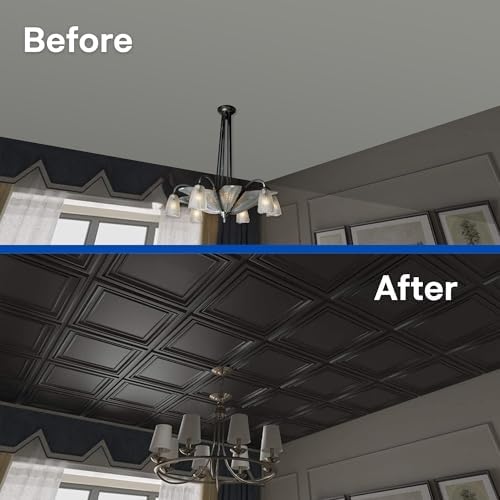 Art3d PVC Drop Ceiling Tiles 24x24 in, 48 Sq.Ft, Matte Black - Image 6