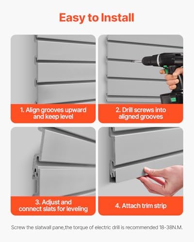 VEVOR Slat Wall Paneling, 4 x 4 ft, PVC Garage Slatwall - Image 6