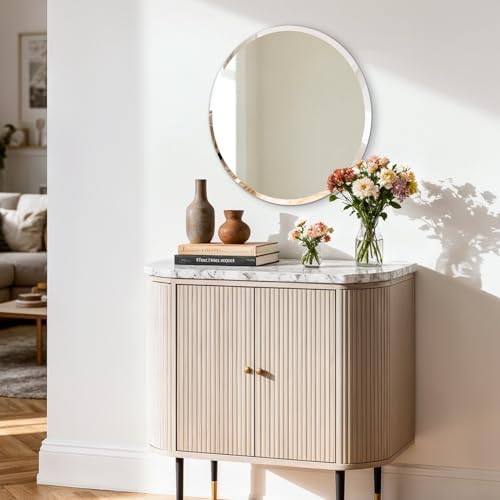 Frameless Round Wall Mirror: Modern Glass Mirror 15.8x15.8 inch - Image 4