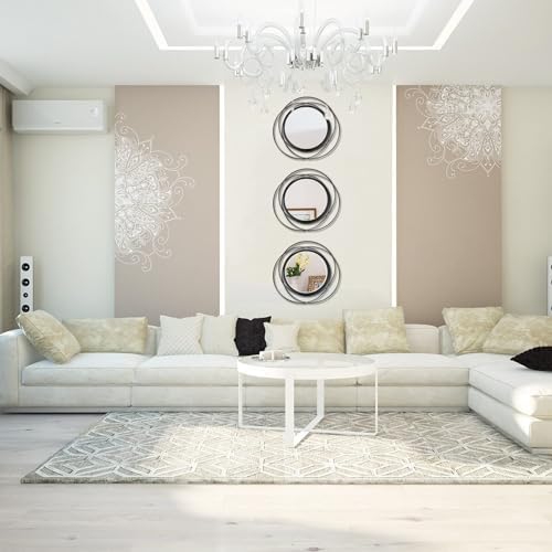 3 Set Sunburst Round Mirrors for Wall Decor Bedroom Bathroom - Image 3