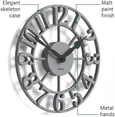 JONES CLOCKS® Lighthouse wall Clock | Sculptural Skeleton Clock | Gray - Image 6