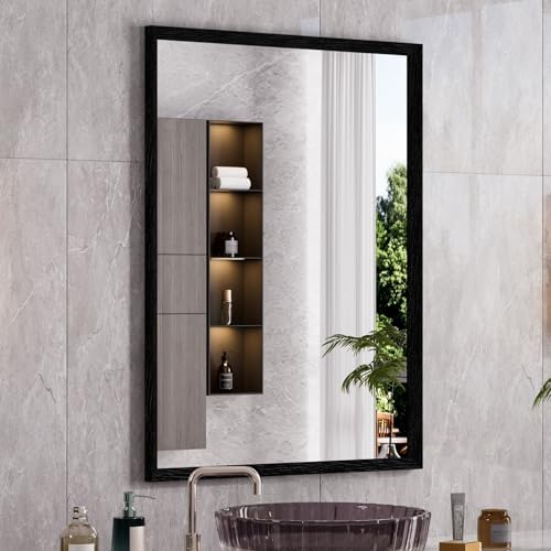 WEER Matte Black Bathroom Vanity Mirror 22X30 Inch by WEER