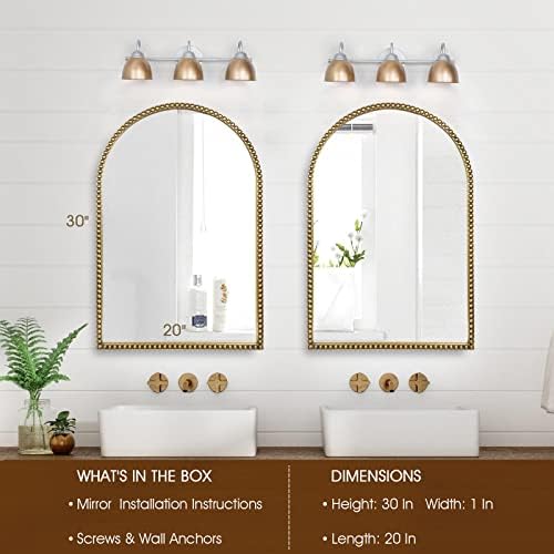 Arched Wall Mirror for Bathroom, Large Modern Distressed Hanging Wall Decor for - Image 5