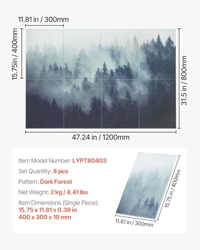 VEVOR 8 Pack Art Acoustic Panels, 63 x 23.62 x 0.4 inch Soundproof Wall Tiles - Image 7
