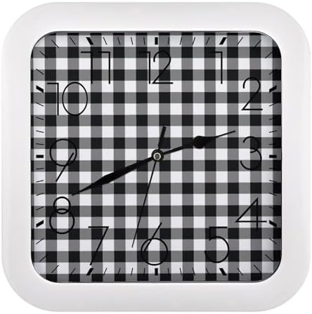Modern Black White Buffalo Checks Square DIY Frame Wall Clock by Unknown