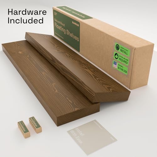 Solid Wood Floating Shelves for Wall 30 Inches Long, Walnut Wooden Shelf - Image 6
