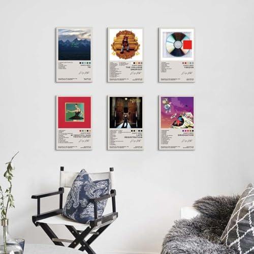 TUOCYERD Kanye West Poster Set of 6 Album Cover Posters Music Posters - Image 7