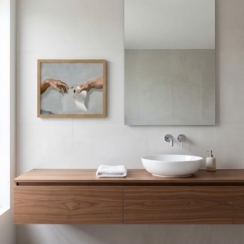 Funny Bathroom Wall Art, The Creation of Adam Toilet Paper Canvas Print - Image 2