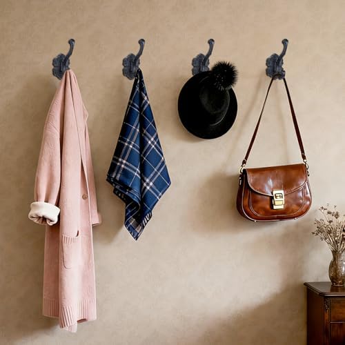 4 Pcs Black Coat Hooks Wall Mount, Matte Metal Hat Hooks - Image 7