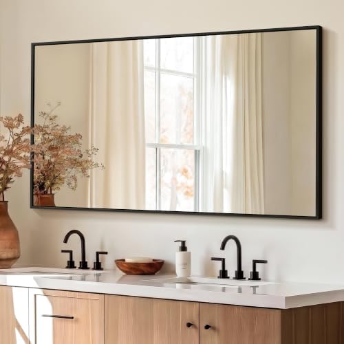 Delma Bathroom Vanity Mirror, 30x60 Black Metal Framed Mirror by Delma