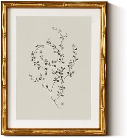 InSimSea Gold Bamboo Framed Wall Art, Floral Botanical Prints by InSimSeaArt