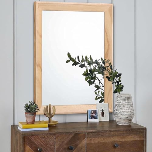 AAZZKANG Rustic Mirrors for Wall Rectangle Wood Frame Mirror Large 26"x18" - Image 3