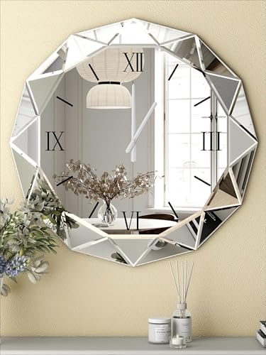 SHYFOY Decorative Wall Clock, 24inch Mirrored Large Clock by SHYFOYHomeDecoration