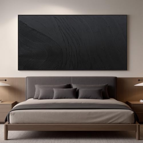 large black abstract wall art modern Hand-drawn canvas wall art decor - Image 4