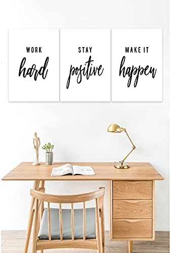 3 Piece Inspirational Wall Art, Quote "Work Stay Make It" Canvas Print - Image 4