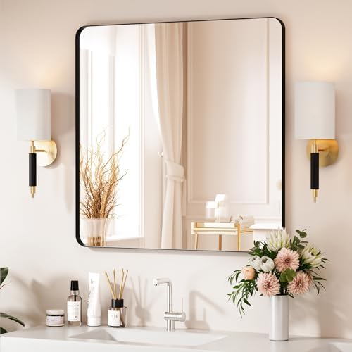 Black Bathroom Mirror 32X32 Inch Bathroom Vanity Mirror by Venusmiles