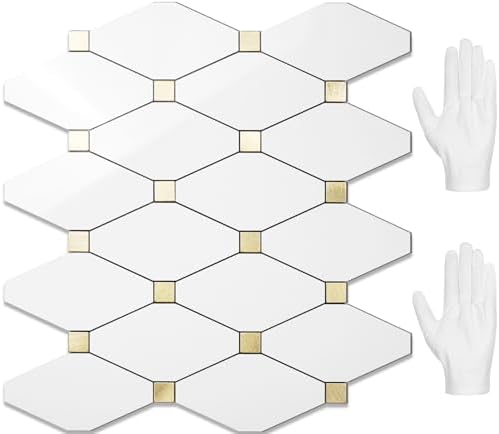 STICKGOO 10 Sheets Peel and Stick Backsplash, Glossy White by STICKGOO