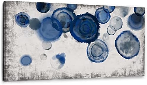 YJYart Blue Wall Art For Living Room Watercolor Dots Wall Decorations Indigo by YJYart