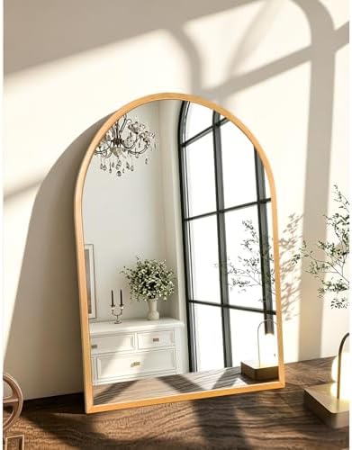 Arched Gold Framed Wall Mirror, - Image 3
