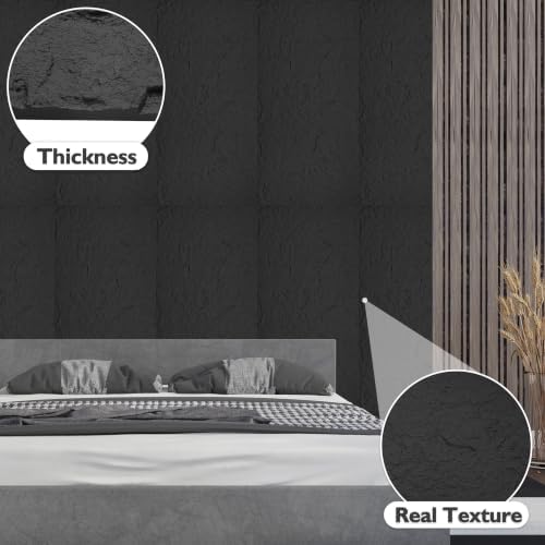 Sunnyglade 4PCS 23.6"x47.2" 3D Faux Stone Wall Panels Space Black - Image 2