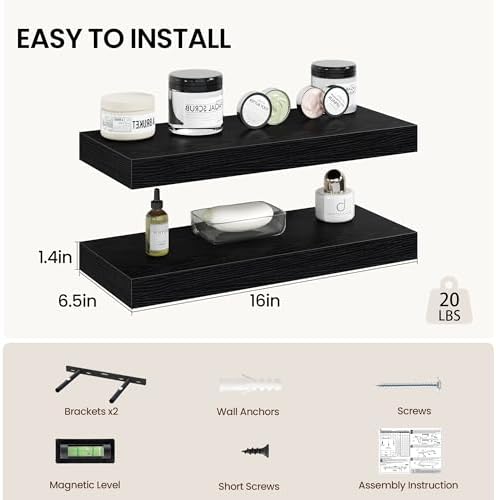Vivelove 16 Inch Floating Shelves Wall Mounted - Image 3